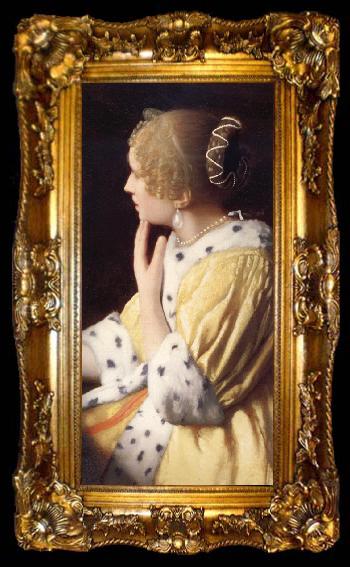framed  Johannes Vermeer Details of Mistress and maid, ta009-2
